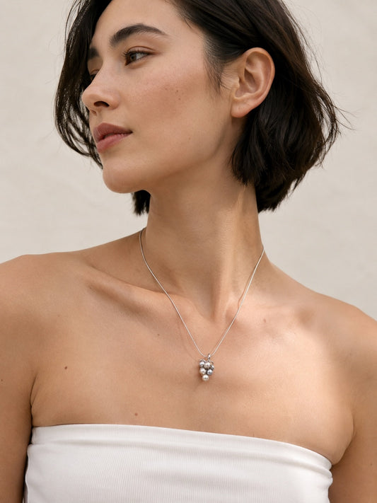 Blue Silver Akoya Grape Pearl Pendant