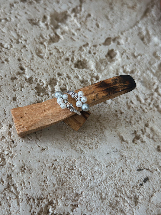 Shooting Star | Silver/Blue Akoya & Freshwater Pearl Ring