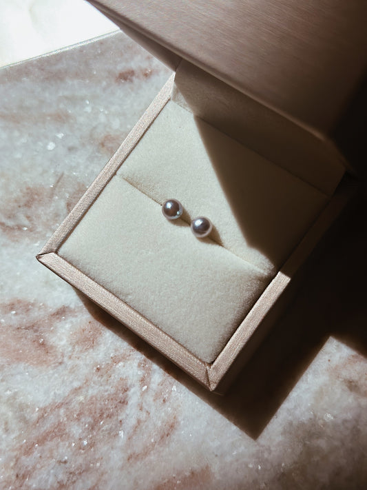 Midnight Glow Akoya Earrings| 5-6mm AAA Grade Blue/Silver Akoya