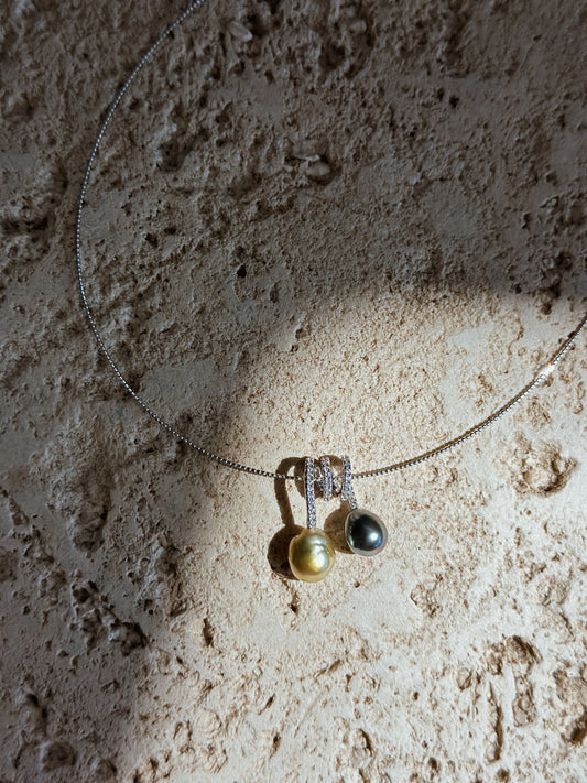 Eclipse Duet | Golden South Sea Baroque & Tahitian Pearl Pendant