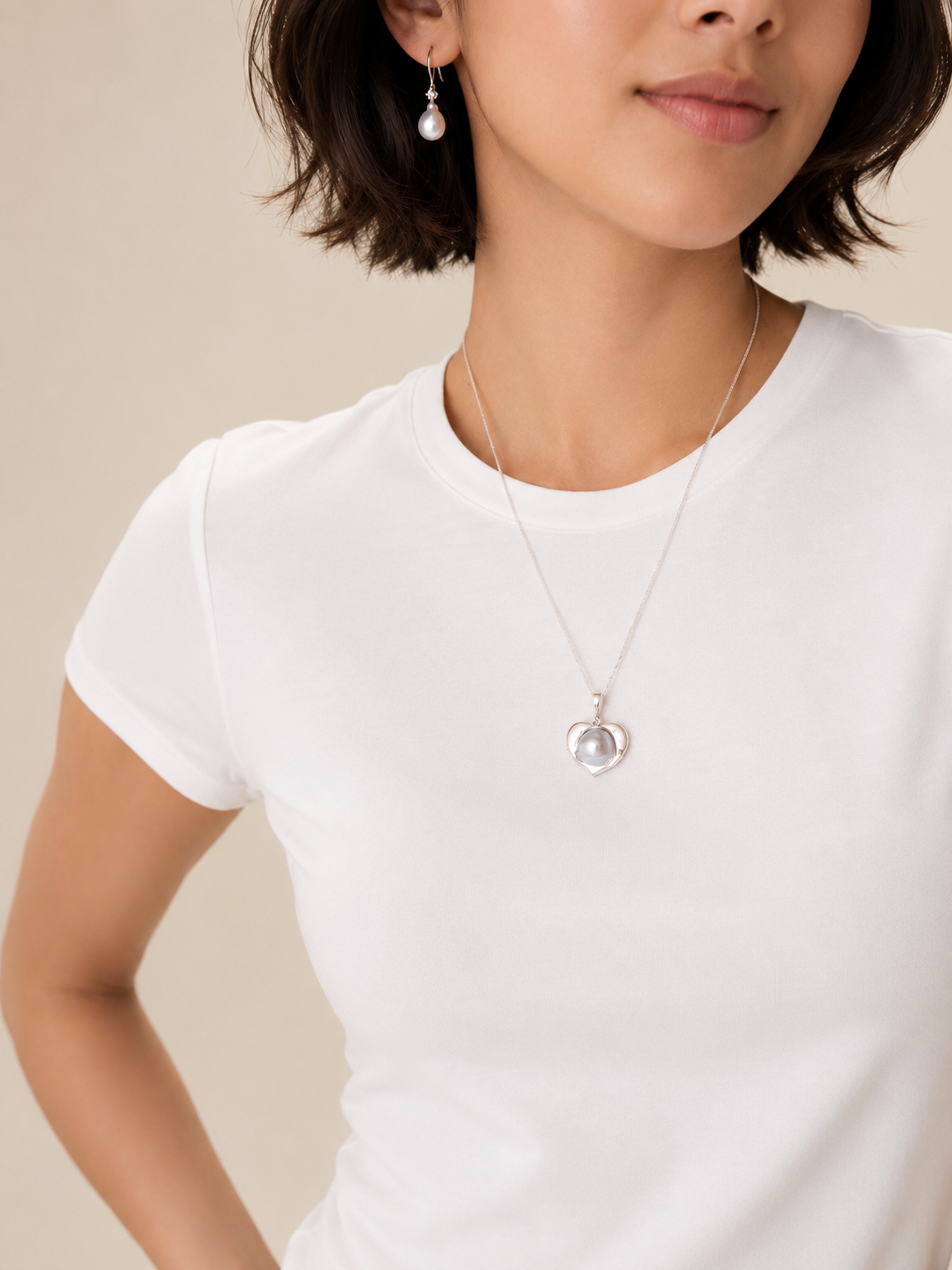 South Sea White Baroque Pearl Heart Pendant
