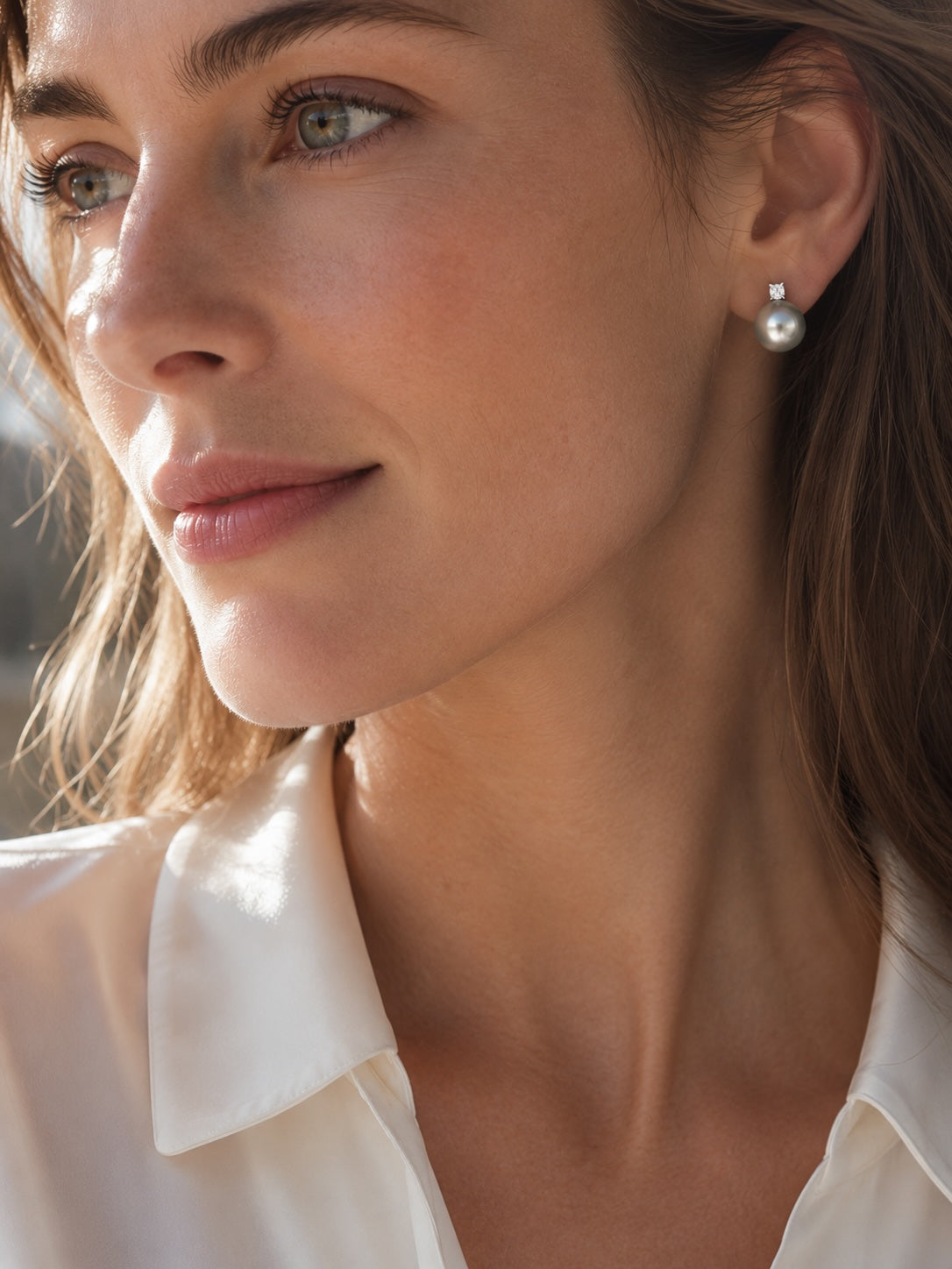 9mm Blue Gray Akoya Pearl Stud Earrings