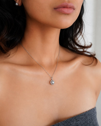 9mm Blue-Gray Akoya Pearl Sunflower Pendant