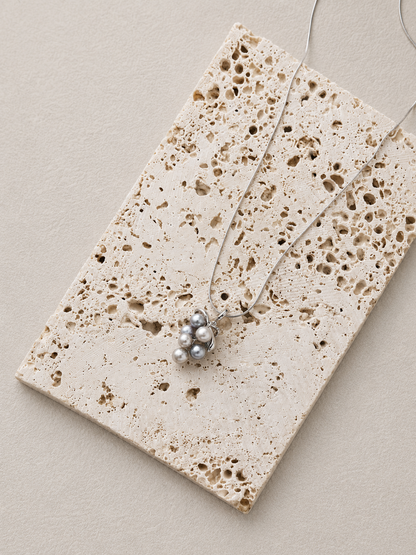 Blue Silver Akoya Grape Pearl Pendant