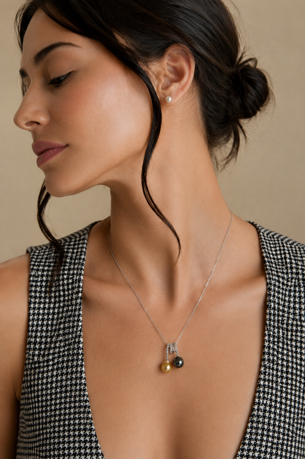 Eclipse Duet | Golden South Sea Baroque & Tahitian Pearl Pendant