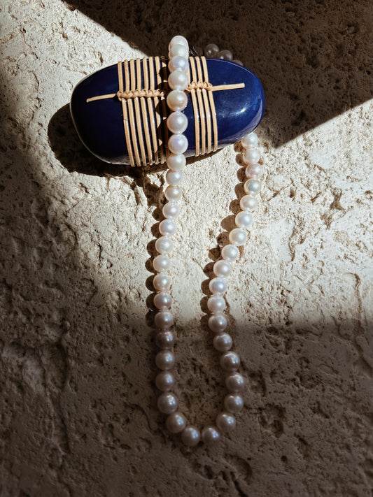 Sunlit Strand | 8.0-9.0mm White-Pink Freshwater Pearl Necklace