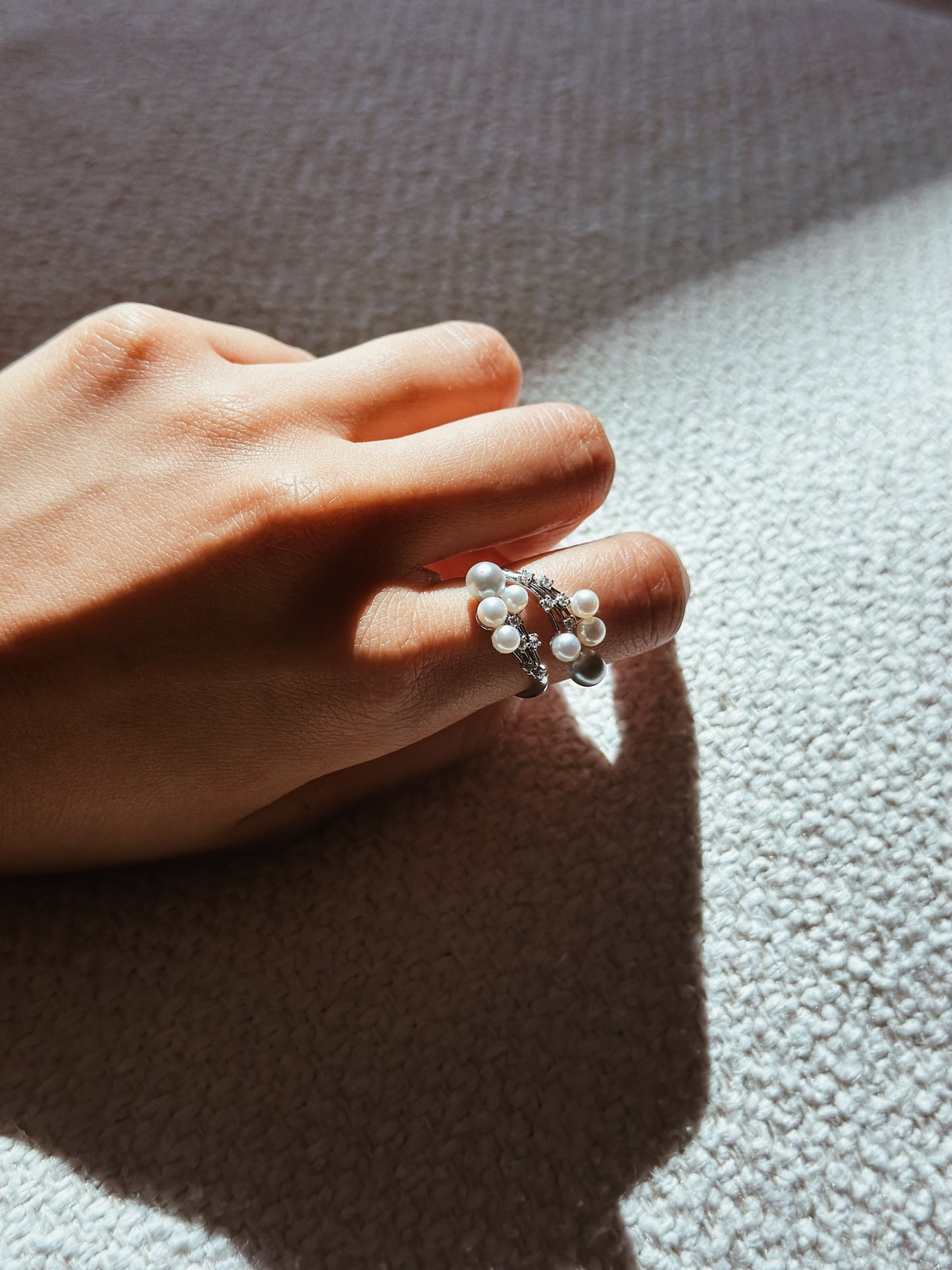 Shooting Star | Silver/Blue Akoya & Freshwater Pearl Ring