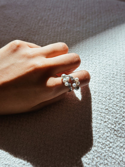Shooting Star | Silver/Blue Akoya & Freshwater Pearl Ring